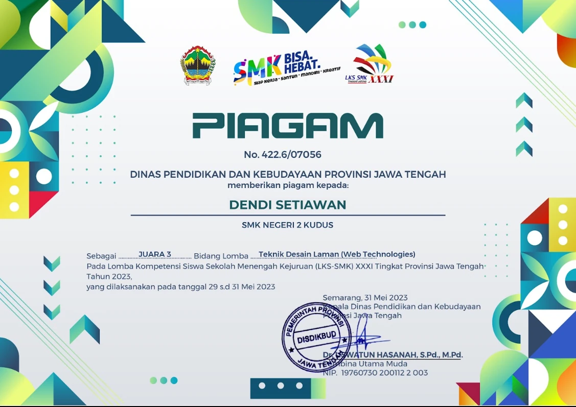 Certificate image for 3rd Place, LKS Web Technologies