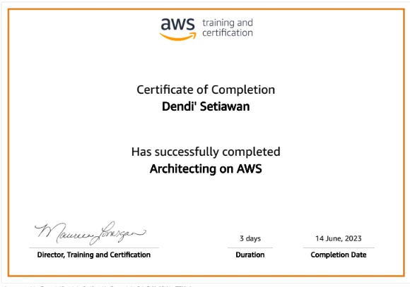 Certificate image for Architecting on AWS