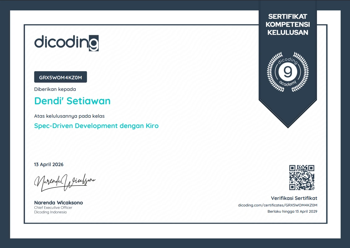 Certificate image for Spec-Driven Development dengan Kiro